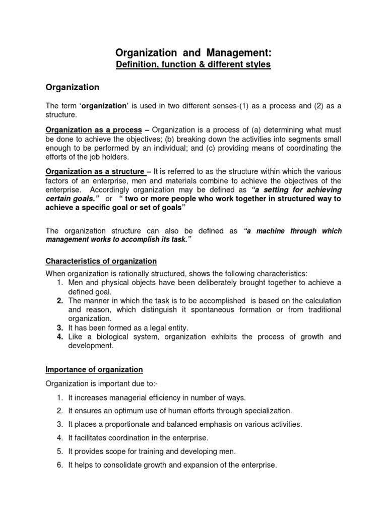 Organization and Management | PDF | Goal | Human Resources