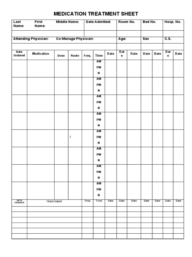 Medication Treatment and Nursing Notes | PDF | Hospital | Health Care