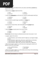 I. Multiple Choice A. Instructions: Analyze The Underlined Word in Each Sentence and Identify Its Synonym From