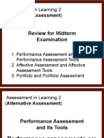 Review For Midterm Examination: Assessment in Learning 2 (Alternative Assessment)