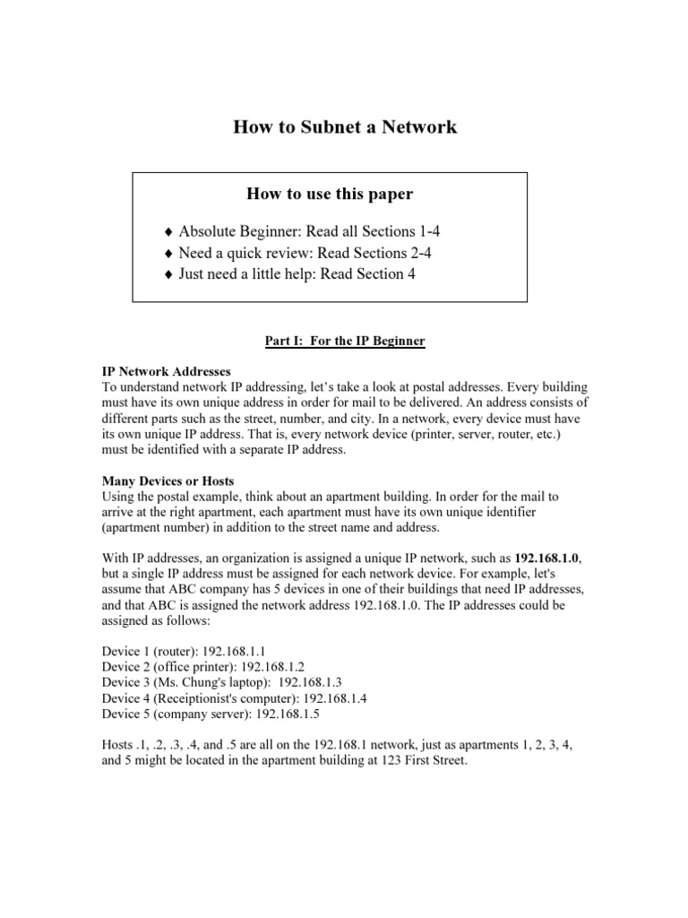 How To Subnet A Network | PDF