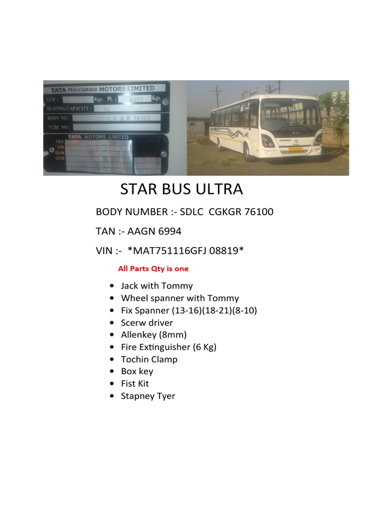 Bus Body Details and Equipment List | PDF | Technology & Engineering