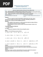 Capital University of Science and Technology Department of Computer Science CS 3163: Design and Analysis of Algorithms (3) : Fall 2020