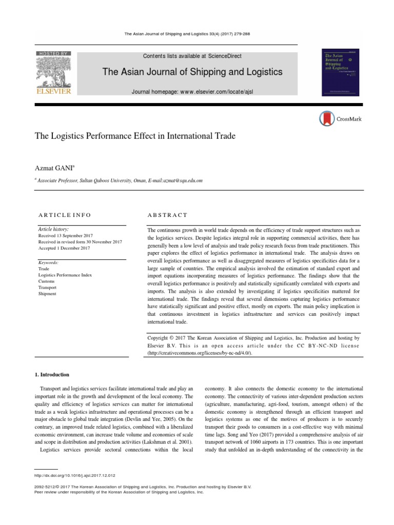 The Logistics Performance Effect in International PDF | PDF | Logistics ...
