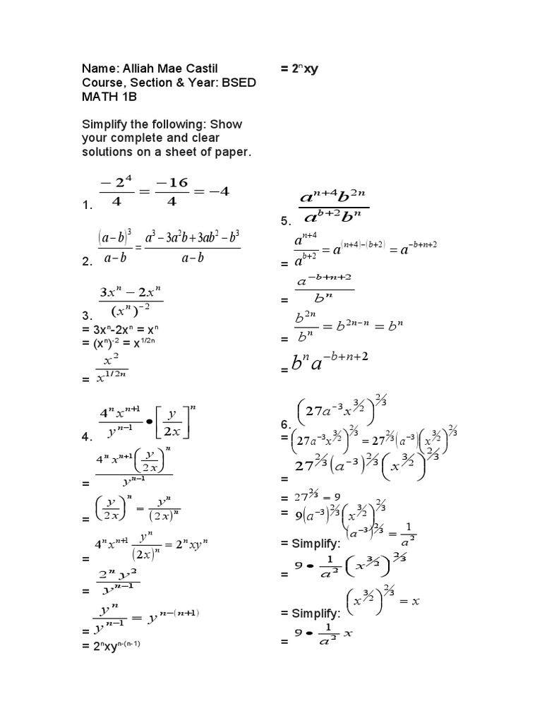 CollegeofAlgebra - AlliahMaeCastil - Activity3 - Part II - BSEDMATH 1B ...