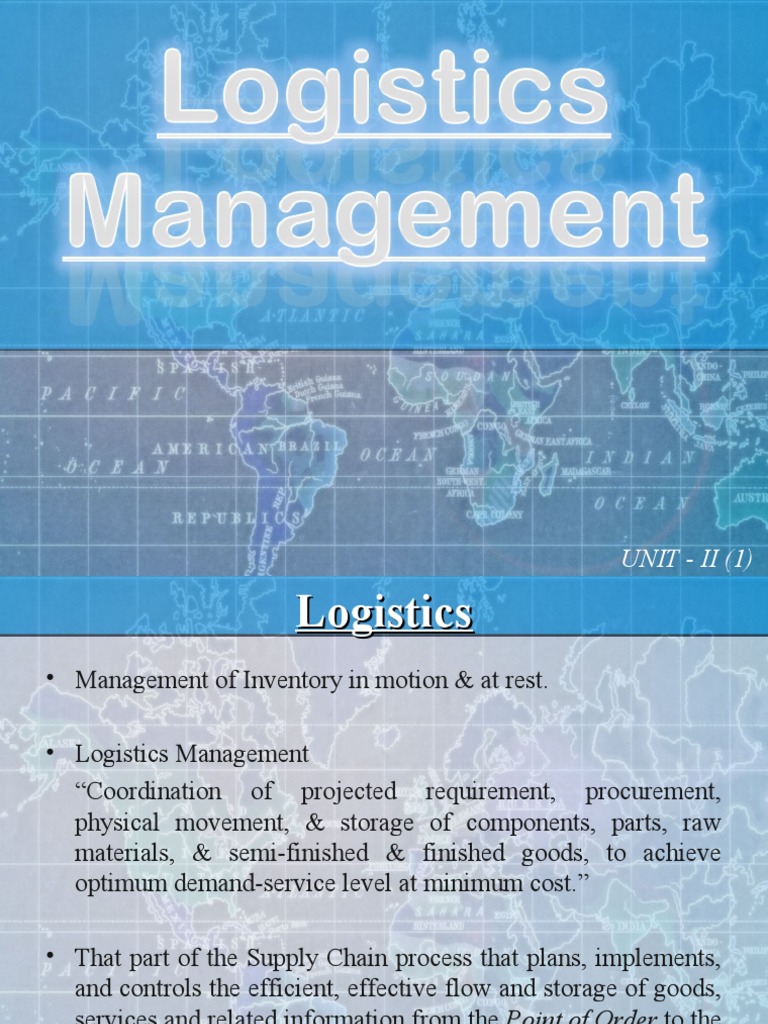 Logistics Management and Strategies Guide | PDF | Logistics | Warehouse