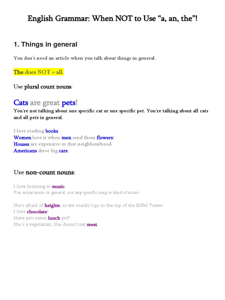 English Grammar: When NOT To Use 