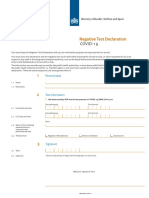 Negative Test Declaration Form PDF