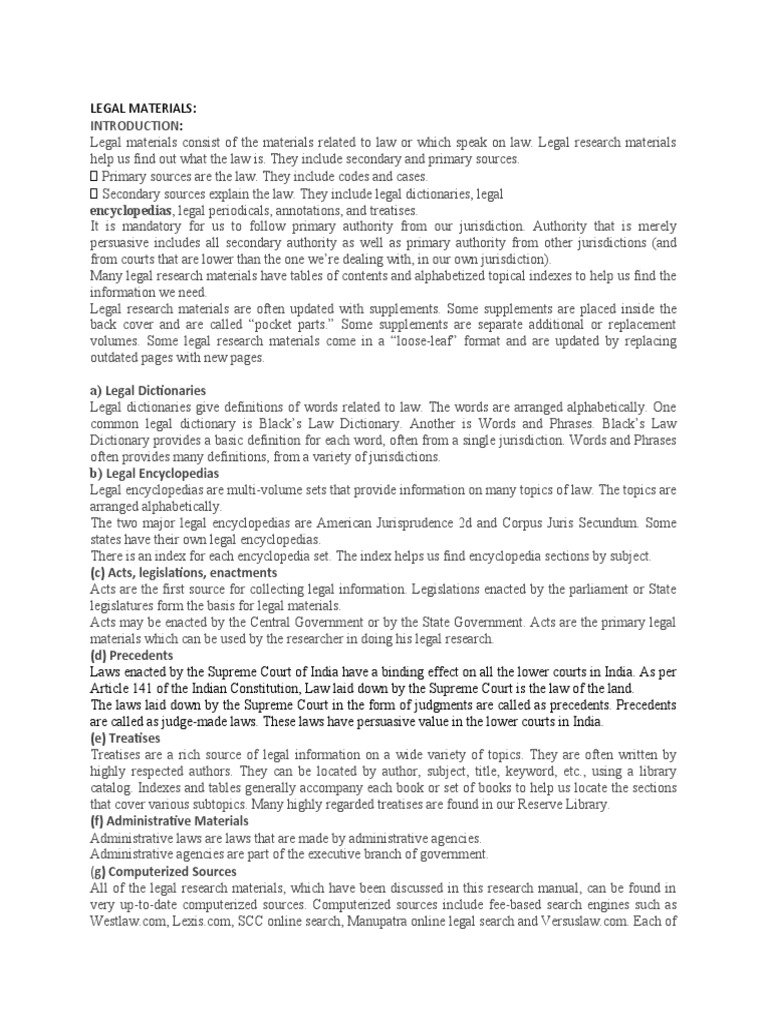 Encyclopedias, Legal Periodicals, Annotations, and Treatises PDF