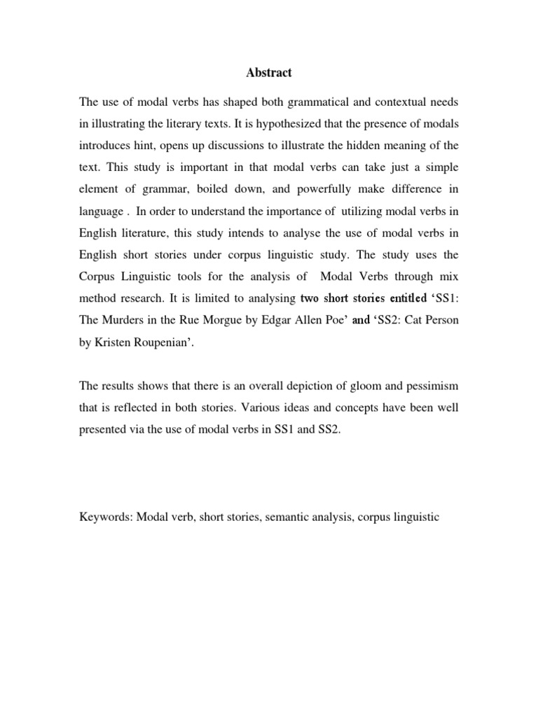 Abstract Modal Verbs in Literary Texts | PDF | Semantics | Linguistics