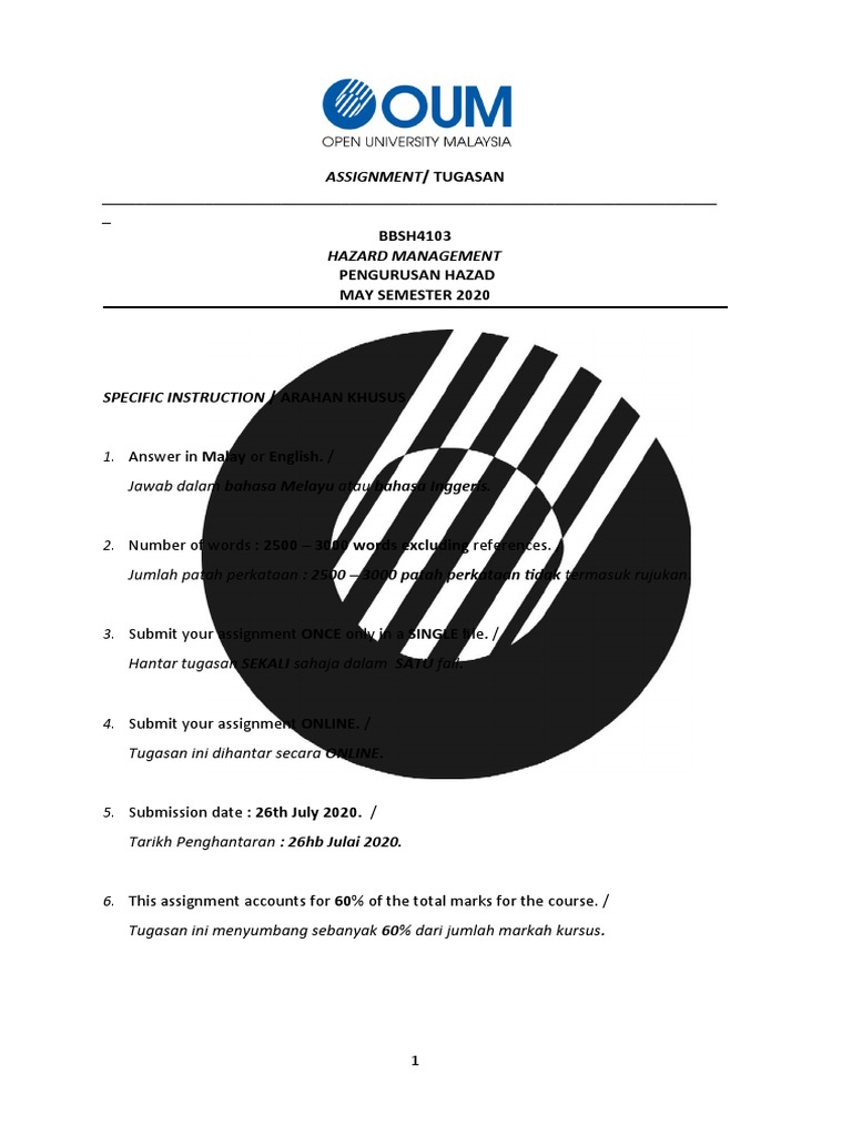 Assignment/ Tugasan - Hazard Management | PDF