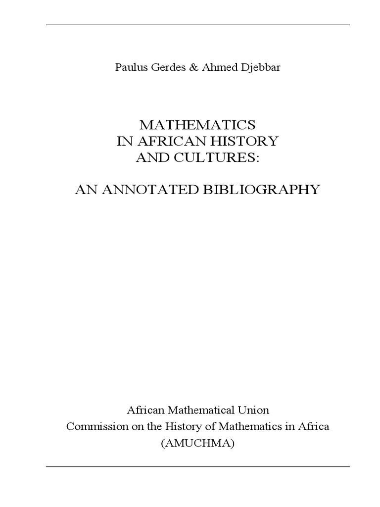 Mathematics In African History And Cultures An Annotated Bibliography Pdf Pdf Maghreb Teaching Mathematics