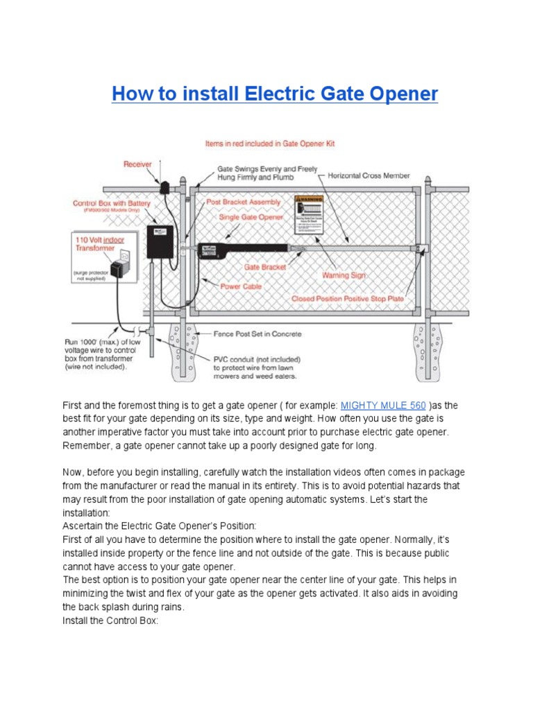 How To Install Electric Gate Opener PDF Ac Power Plugs And Sockets Transformer