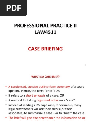 CASE BRIEFING IN LEGAL PRACTICE
