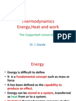 Thermodynamics Energy, Heat and Work: The Copperbelt University