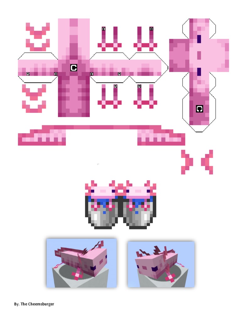 Axolotl Papercraft by. the Cheemsburger