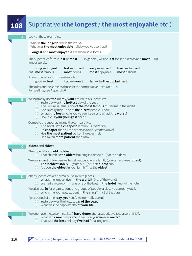 Superlative (The Longest / The Most Enjoyable Etc.) | PDF | Semantics ...