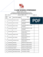 Symbiosis Law School Hyderabad Project Topics Sheet