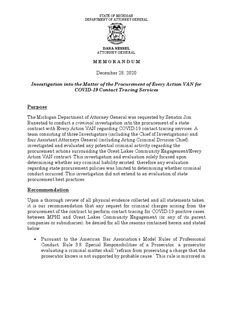 Contract Tracing Investigation Report | PDF | Prosecutor | Request For ...