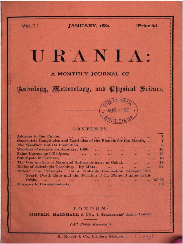 Urania v1 1880 | PDF | Planets | Astronomy