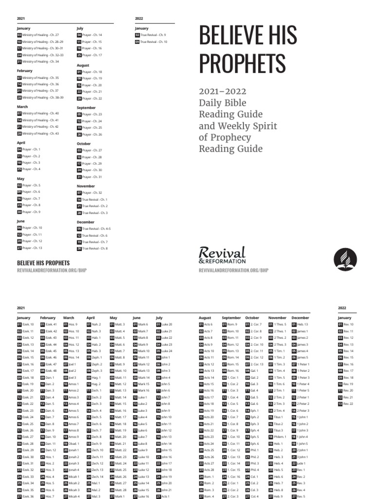 Believe His Prophets: 2021-2022 Daily Bible Reading Guide and Weekly ...