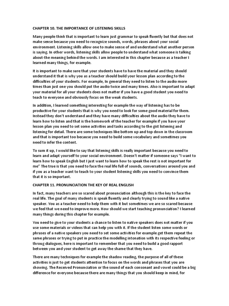 Chapter 10. The Importance of Listening Skills | PDF | English Language ...