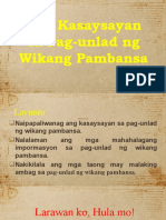 Kasaysayan Sa Pag-Unlad NG Wikang Pambansa