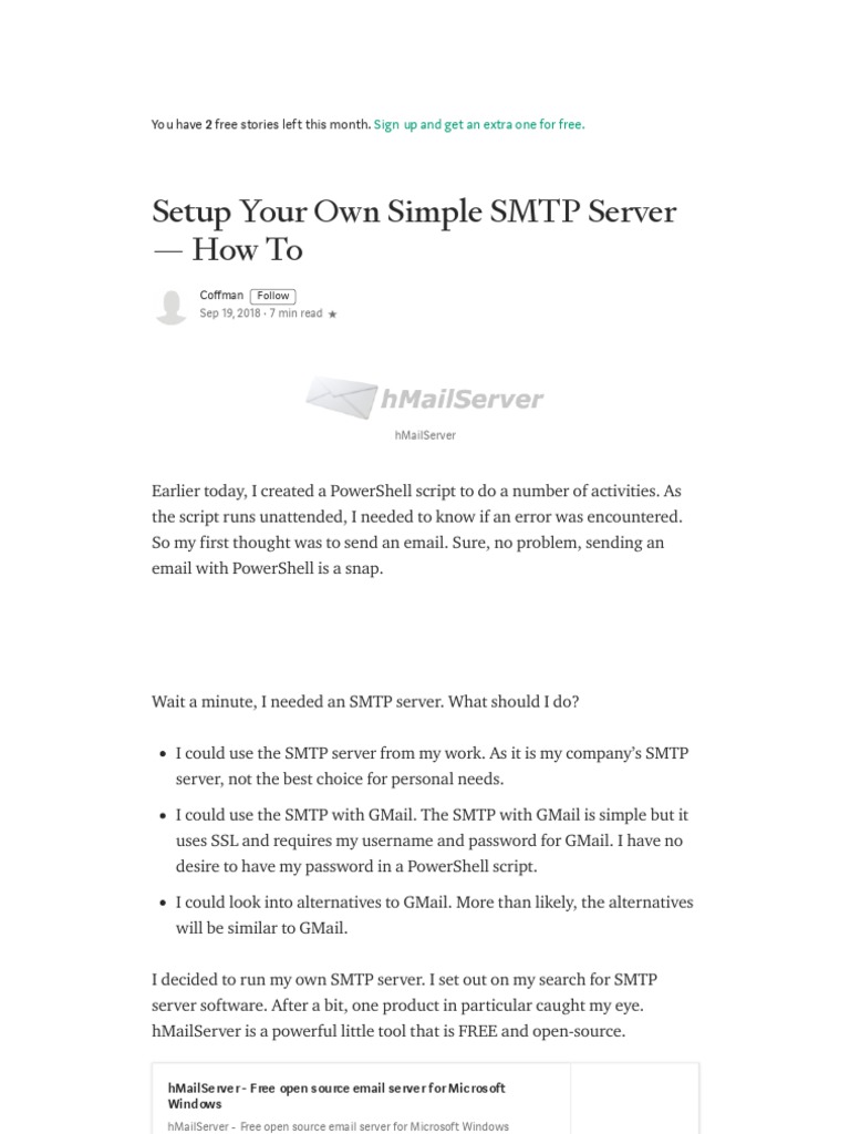 Setting Up a Simple SMTP Server on Windows with hMailServer - A Step-by 
