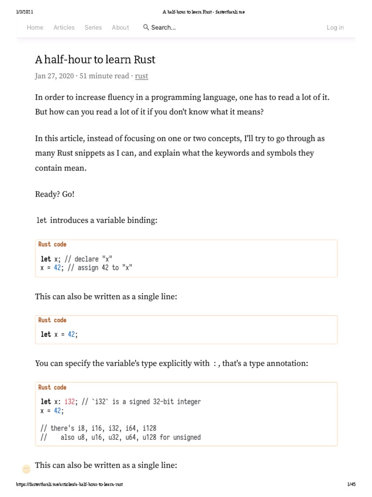 Learn Rust in 30 Minutes | PDF | Parameter (Computer Programming ...