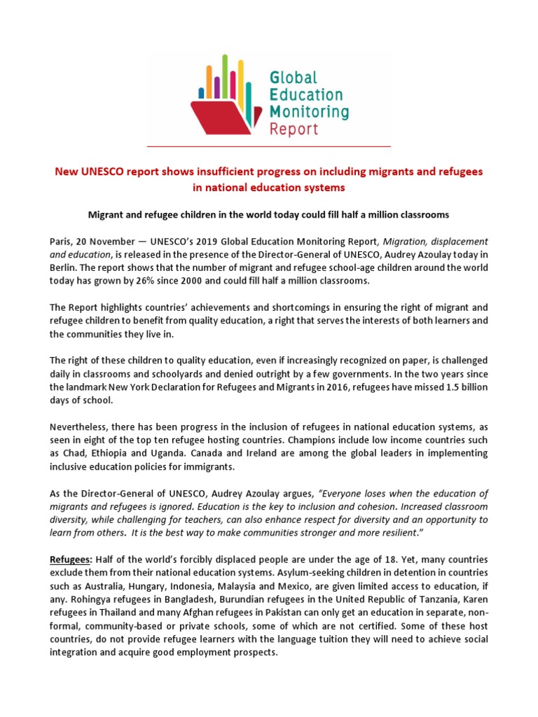 UNESCO Report on Migrant Education Gaps | PDF | Refugee | Immigration