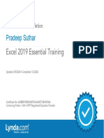 Excel 2019 Certificate of Completion