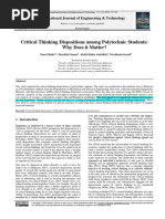 Critical Thinking Dispositions Among Polytechnic Students: Why Does It Matter?