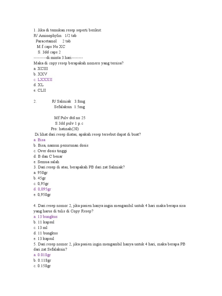Contoh Soal Resep | PDF