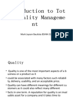 Introduction To Tot Al Quality Manageme NT: Mark Jayson Bautista BSHM-311