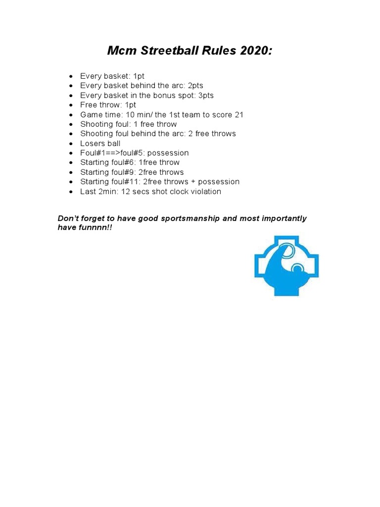 MCM Streetball Rules 2020 PDF