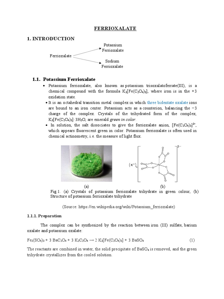 Ferrioxalate System | PDF | Coordination Complex | Iron