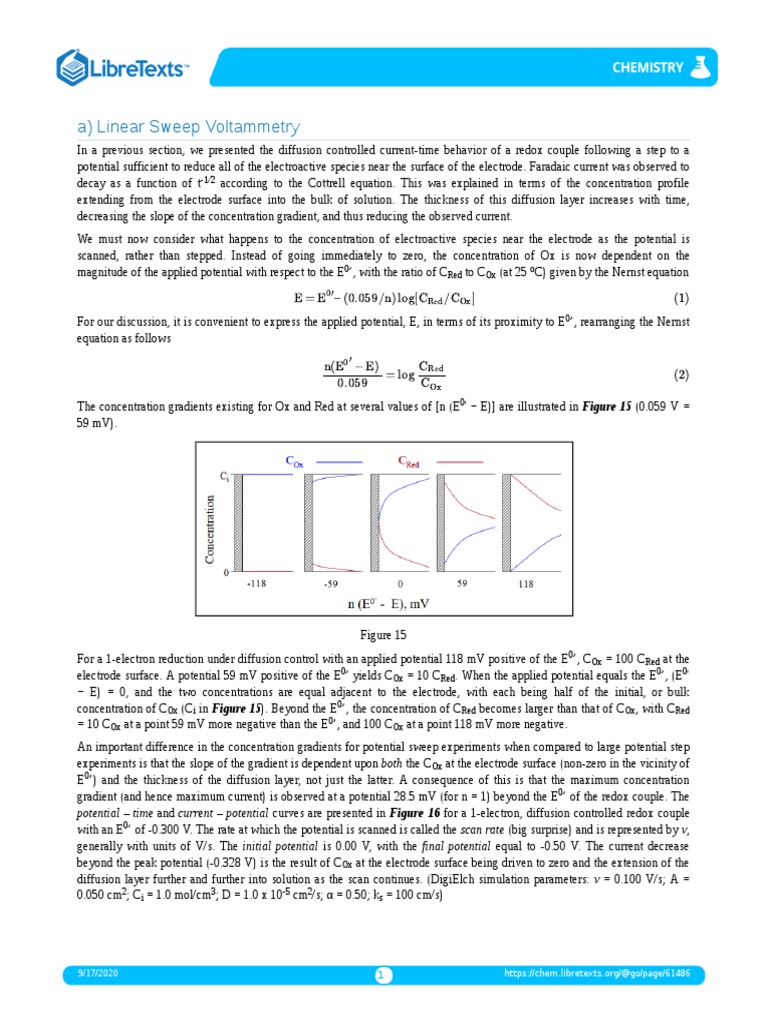A) Linear Sweep Voltammetry PDF | PDF | Diffusion | Redox