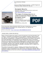 European Security: To Cite This Article: Nikolay Kaveshnikov (2010) The Issue of Energy Security in Relations