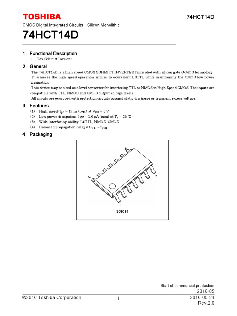 74HCT14D Datasheet en 20160524 PDF | PDF | Cmos | Reliability Engineering