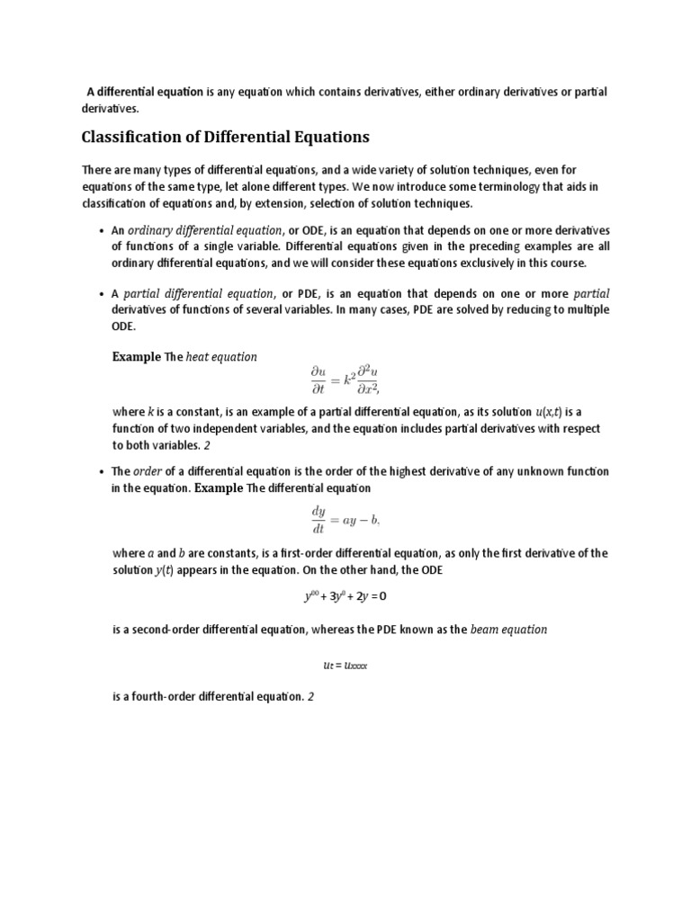 Classification of Differential Equations | Download Free PDF ...