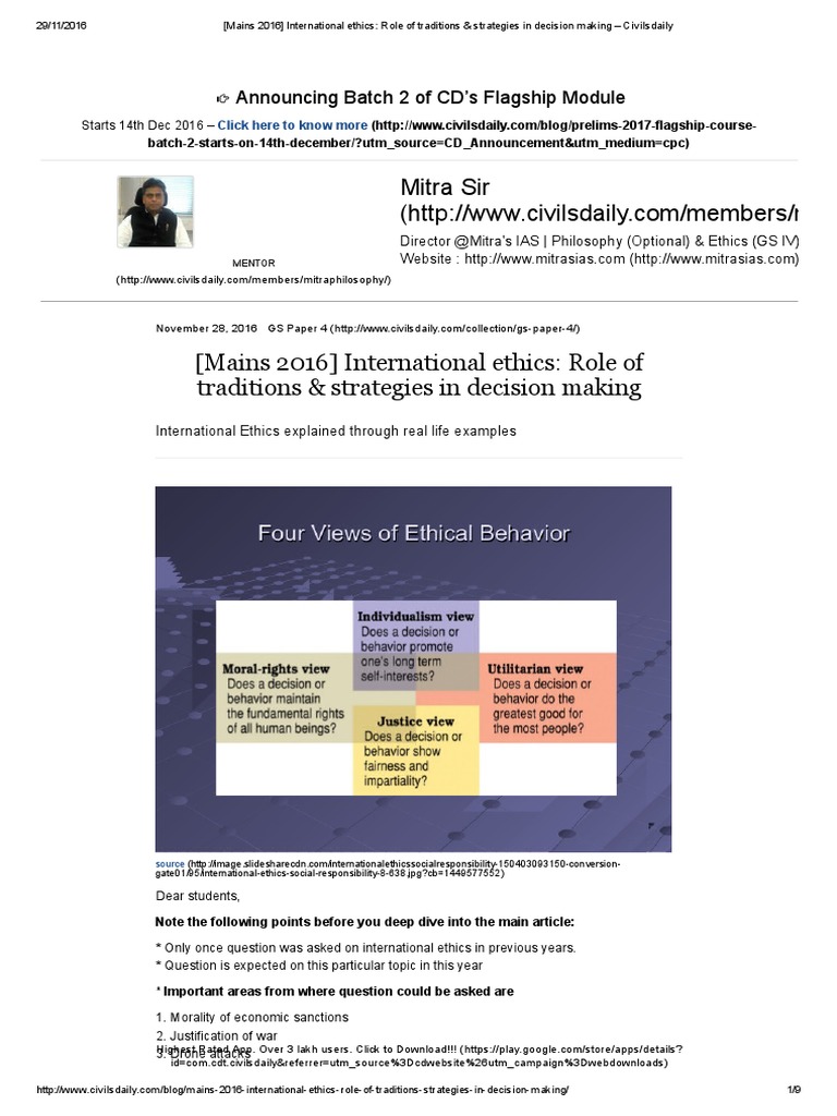 International Ethics in Decision Making | PDF | Utilitarianism | Morality