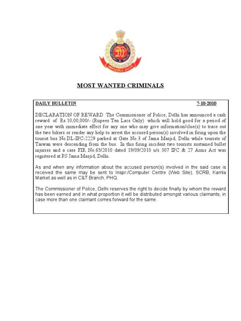 Wanted Criminals | PDF | Law Enforcement | Crime & Violence