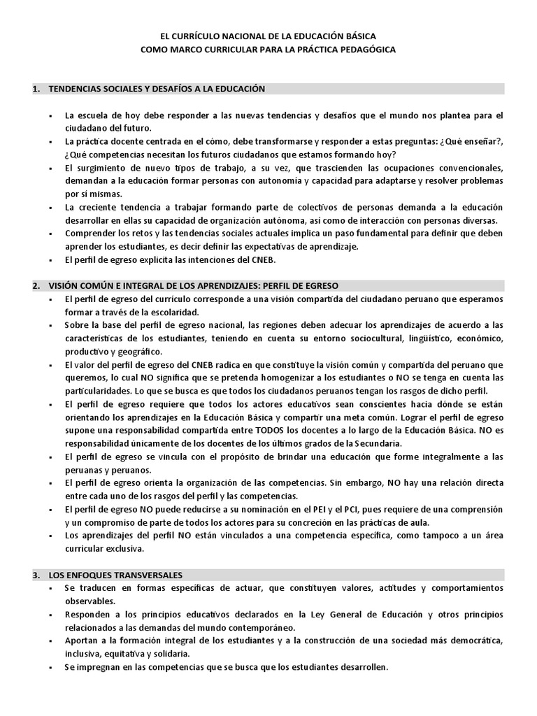 El Currículo Nacional de La Educación Básica | PDF | Plan de estudios ...