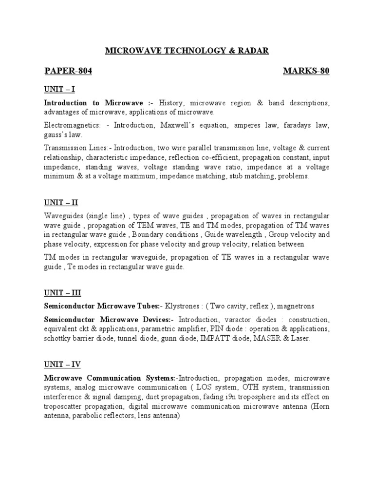 Microwave Technology Radar Pdf Microwave Microwave Technology