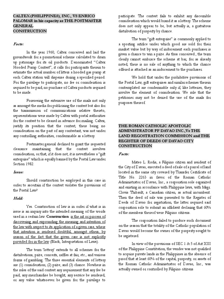 Caltex Contest and Land Ownership Case | PDF | Workers' Compensation ...