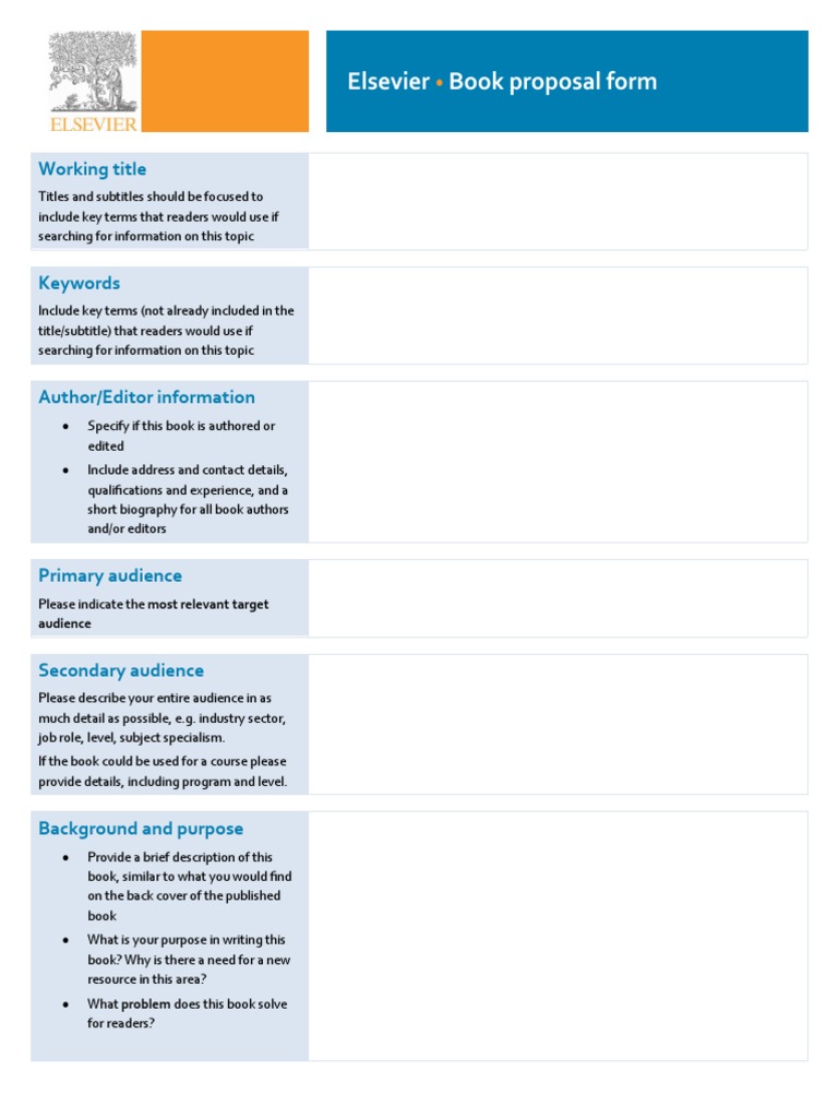 Elsevier Book Proposal Guidelines | PDF | Books | Publishing