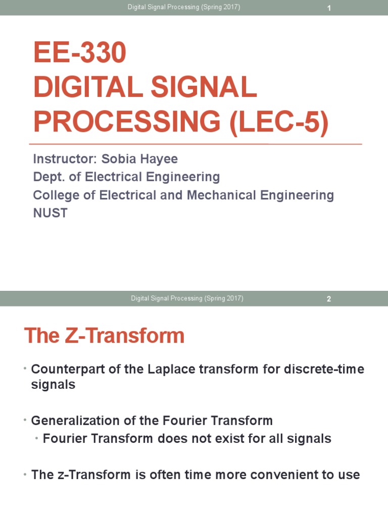 EE330 Digital Signal Processing (Lec5) PDF Laplace Transform