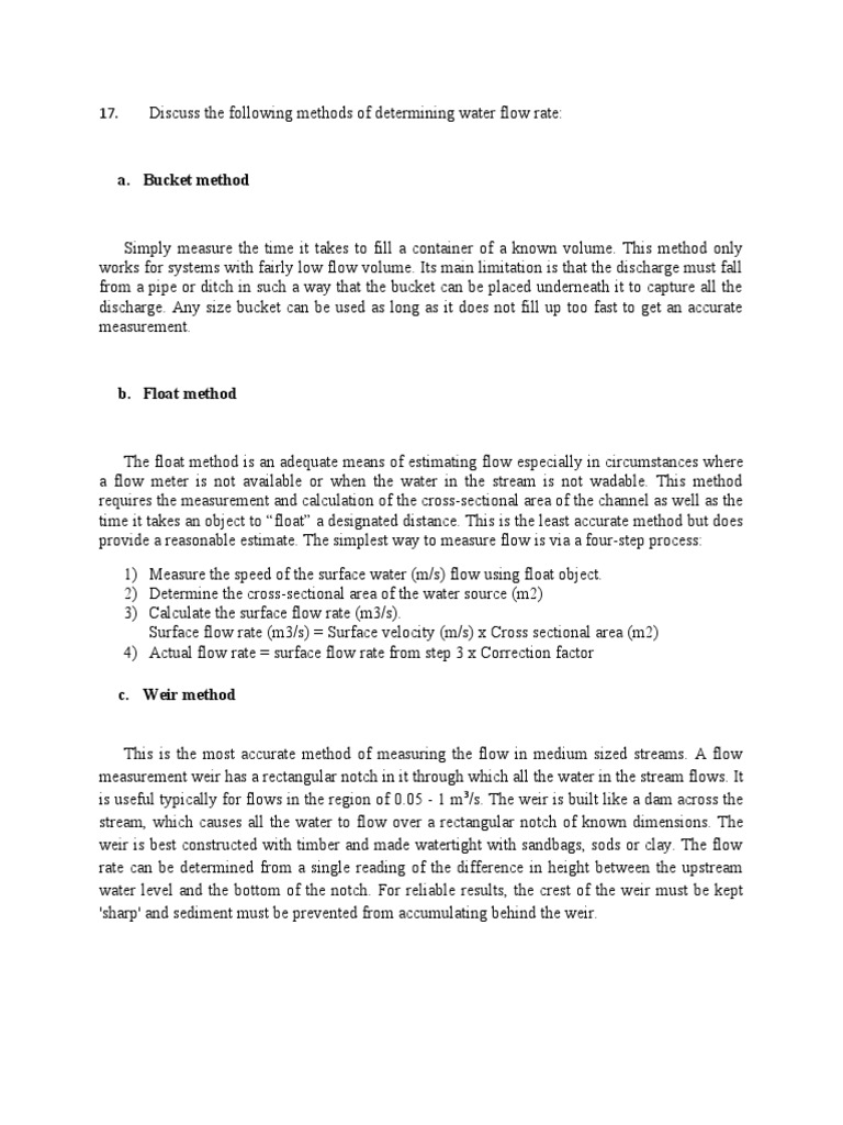 Water Flow Measurement Methods | PDF