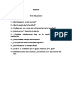 Spanish Oral Discussion Questions