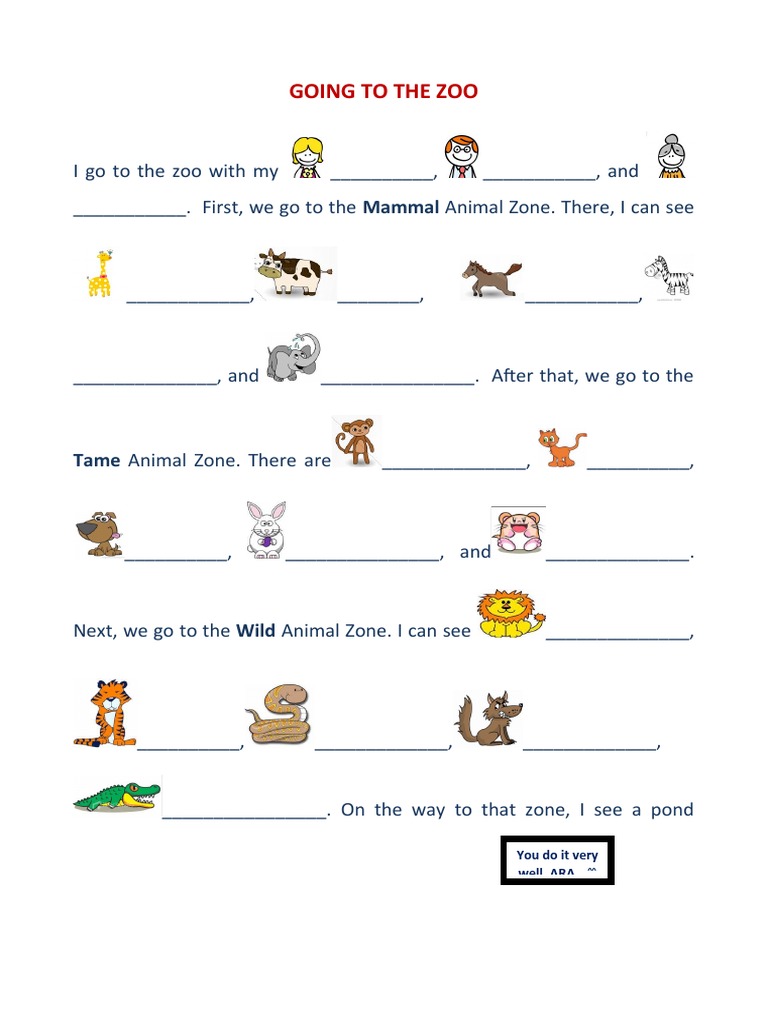 Going To The Zoo: Tame Animal Zone. There Are | PDF | Language Arts ...